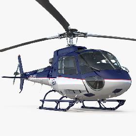 3D Light Utility Helicopter Eurocopter AS 350 Rigged